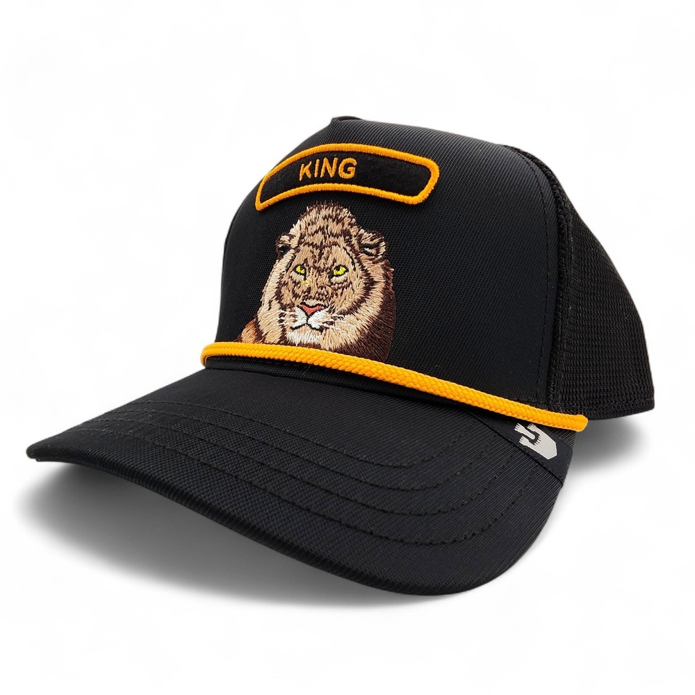 Goorin Bros GB2 King‎ Trucker Hat Black Lion Snapback Rope Golfer Cap NEW w/ Tag